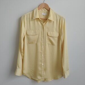 Equipment Femme silky satin yellow button down blouse top Medium